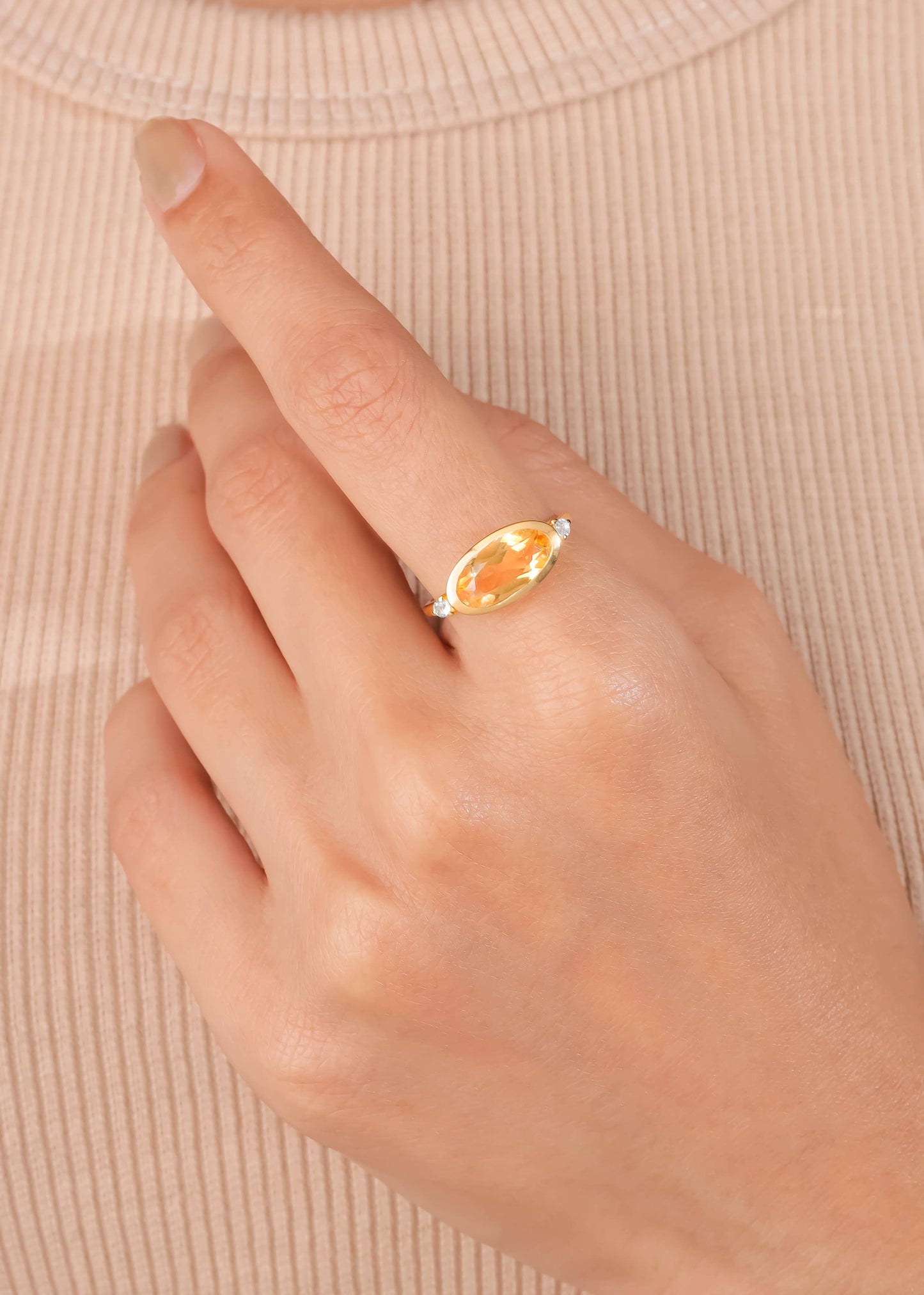 Gold Plated 925 Silver Citrine Elegance Ring