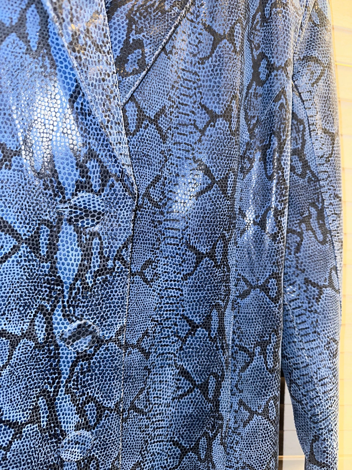 Vintage Blue Leather Snakeskin Jacket