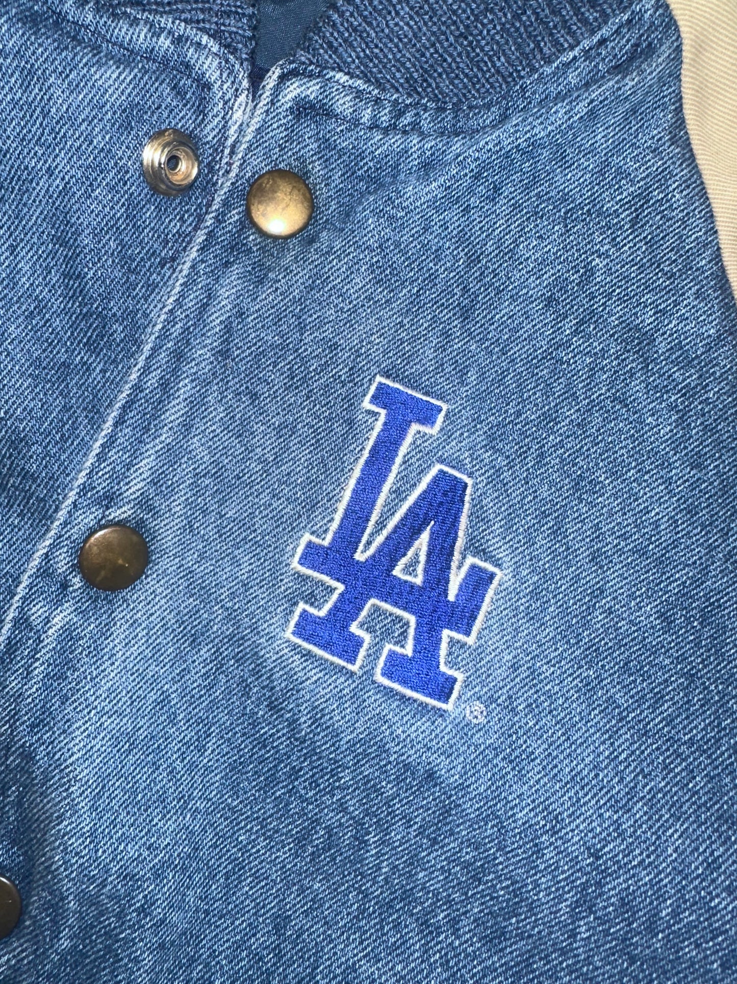 Vintage 90s Baby Dodgers Denim Bomber Jacket