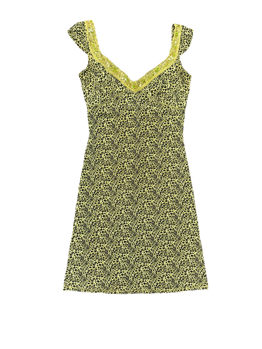 Y2K Green Cheetah Dress