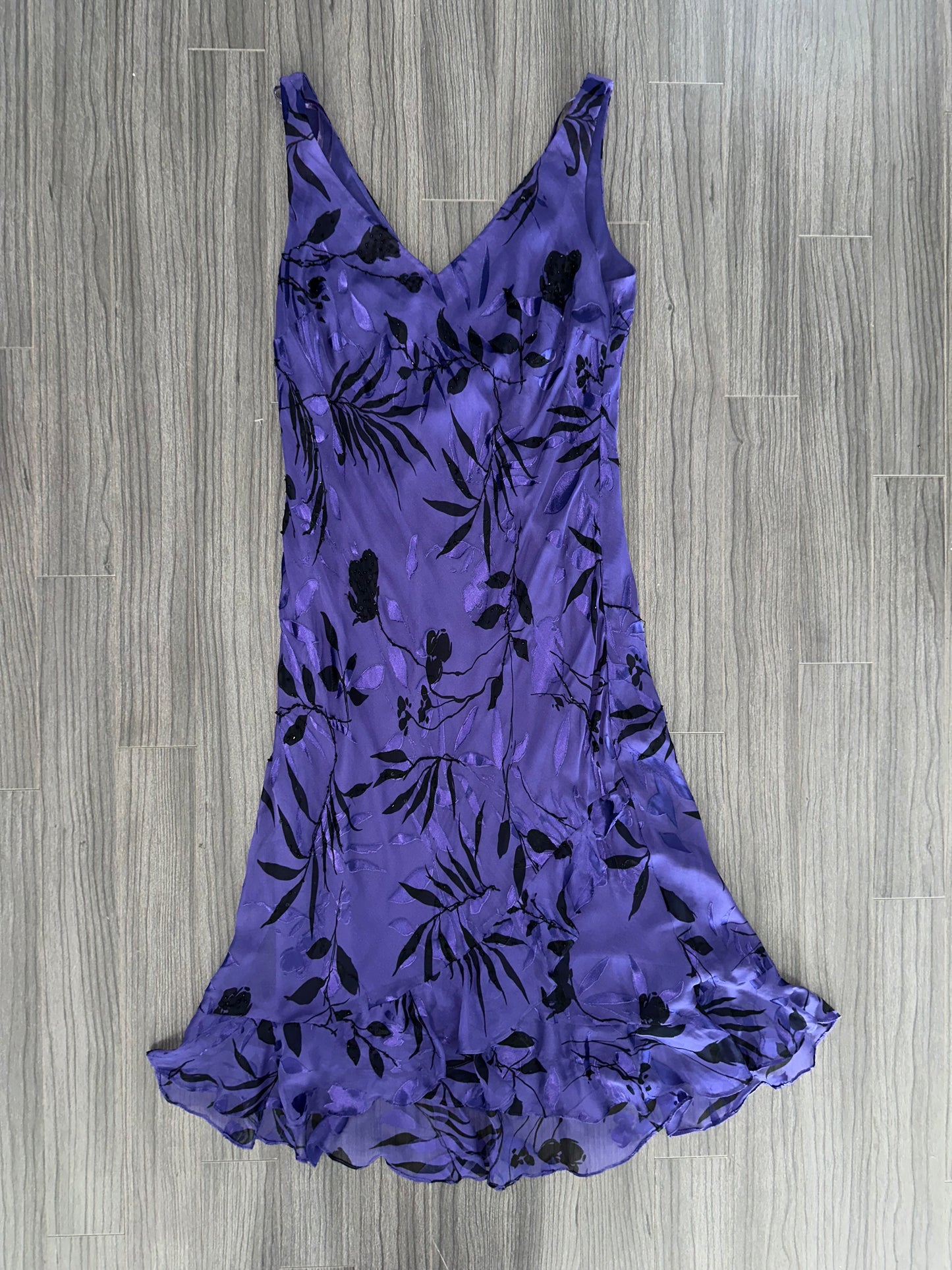 Vintage Silk Purple Dress with Matching Scarf