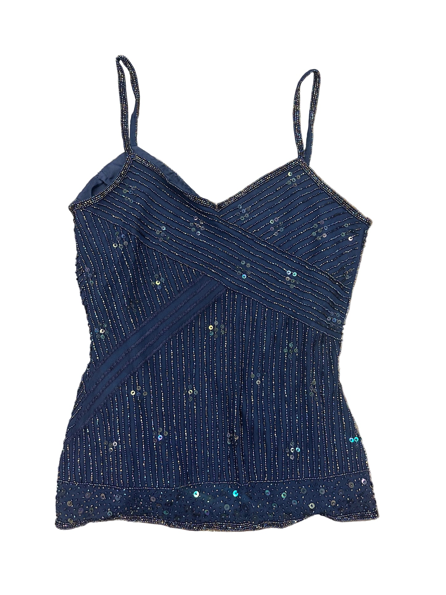 Vintage Navy Beaded Tank Top
