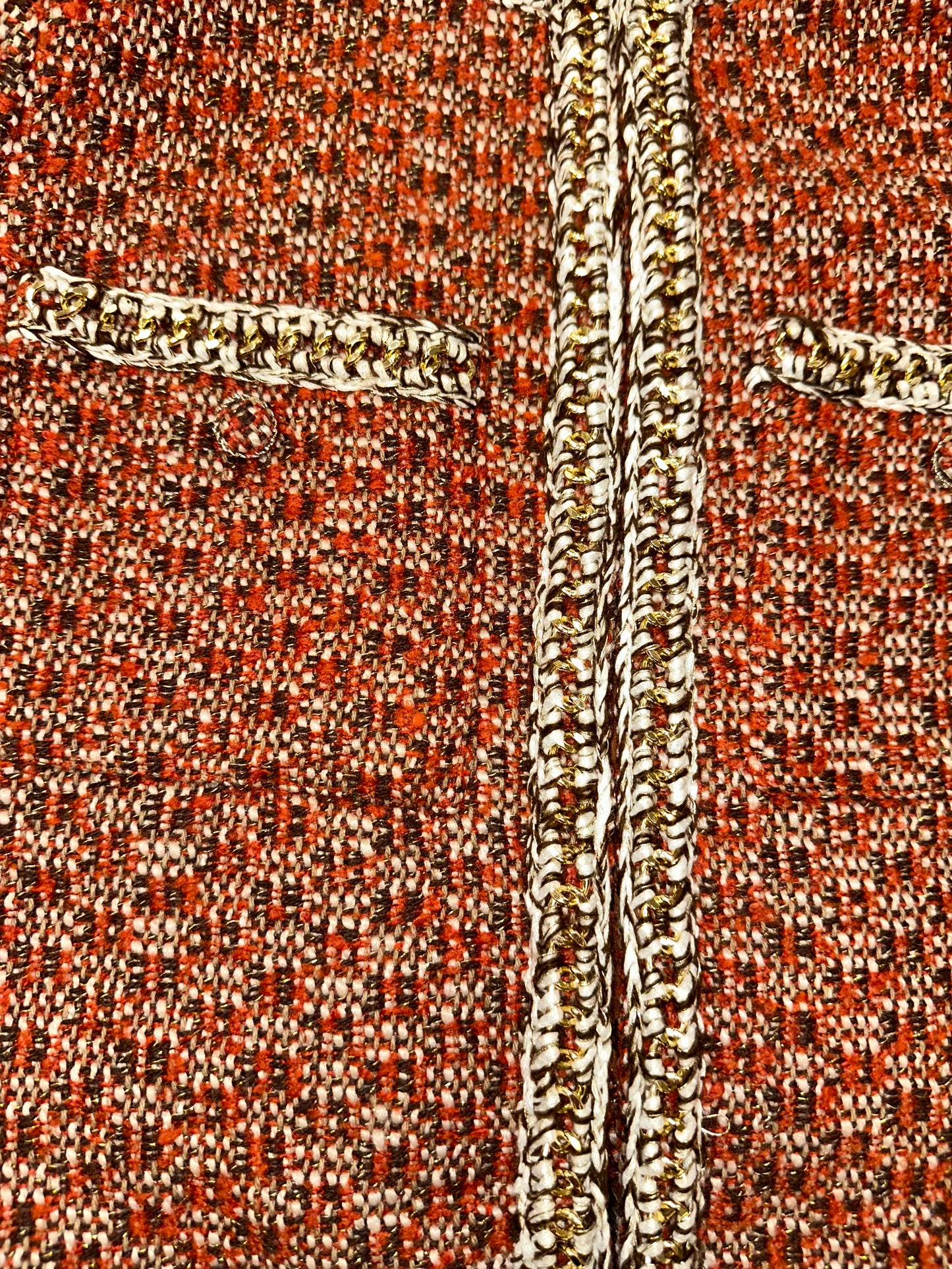 Orange Cropped Tweed Jacket