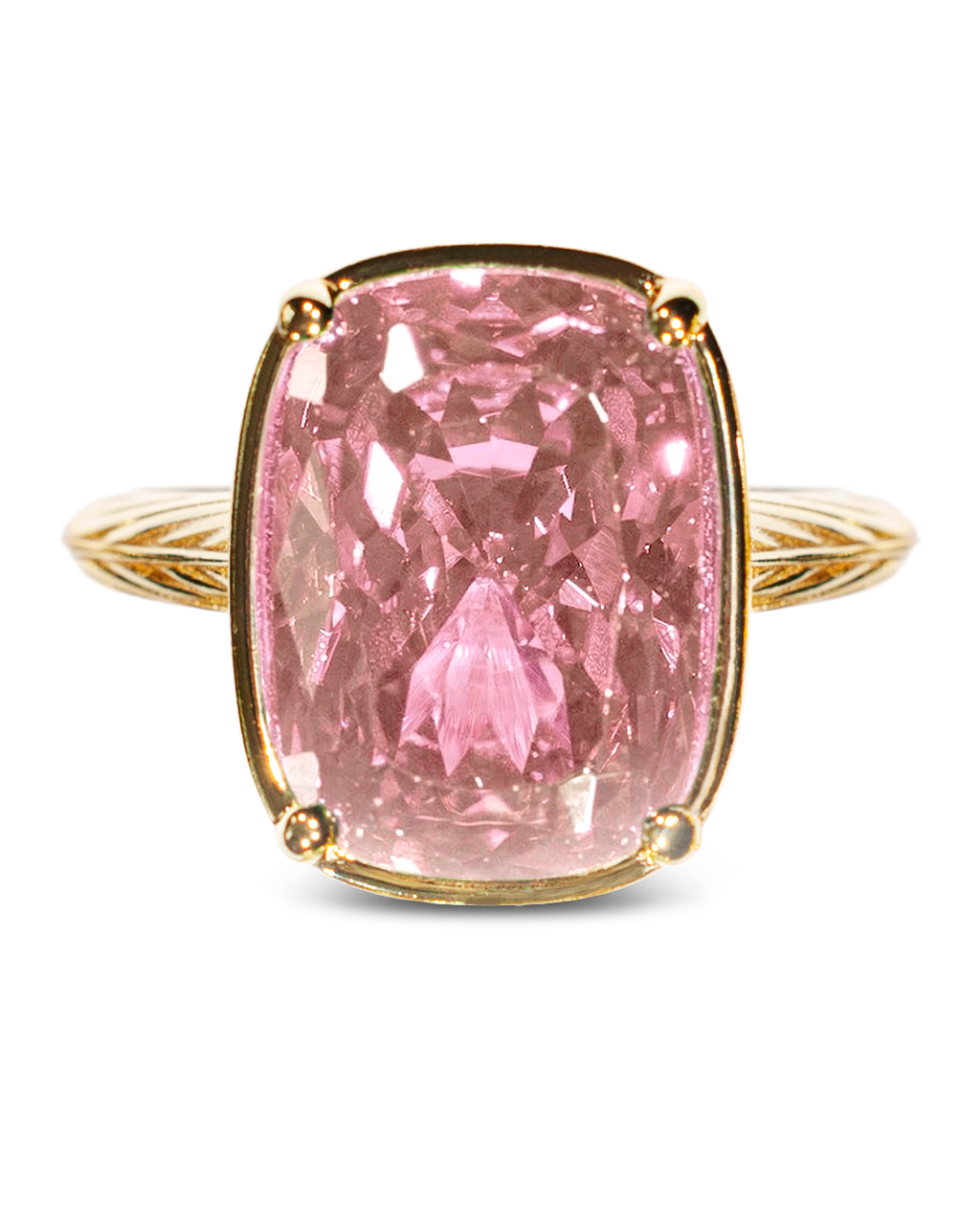 Sterling Silver Elongated Cushion Pink Sapphire CZ Cocktail Ring