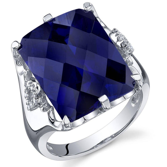 Created Blue Sapphire Radiant Cut Sterling Silver Ring Sz 5