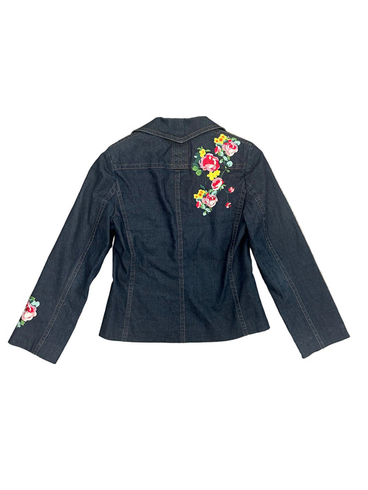 Vintage Denim Jacket with Floral Embroidery