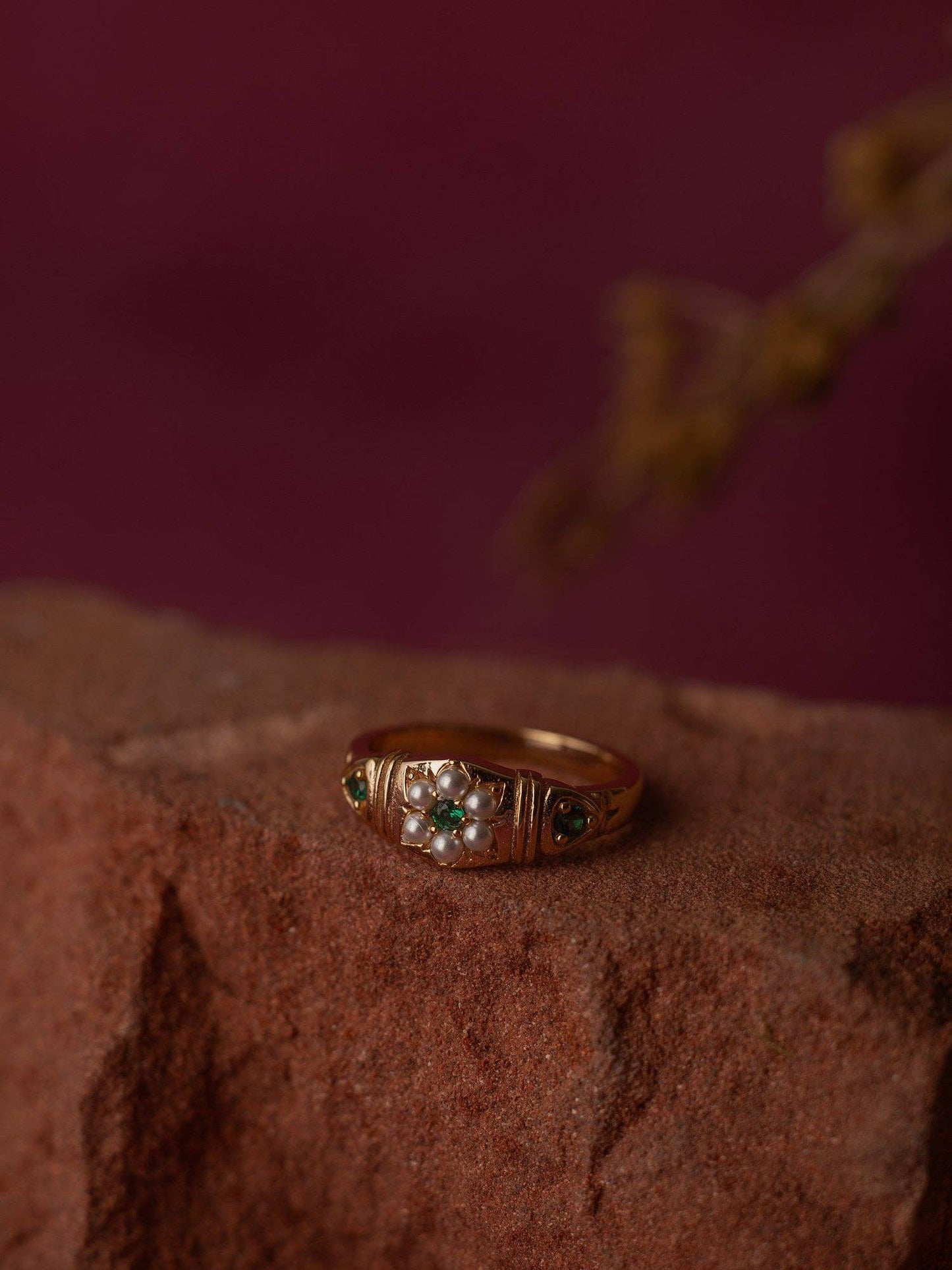 Charlotte Pearl Emerald Ring