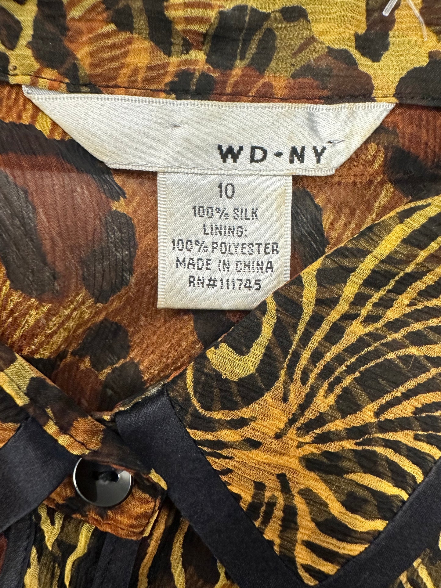 Vintage Sheer Silk Animal Print Blouse