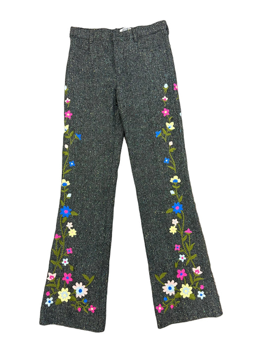 90s Moschino Embroidered Floral Tweed Trousers