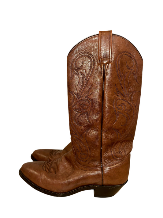 Vintage Brown Leather Cowboy Boots