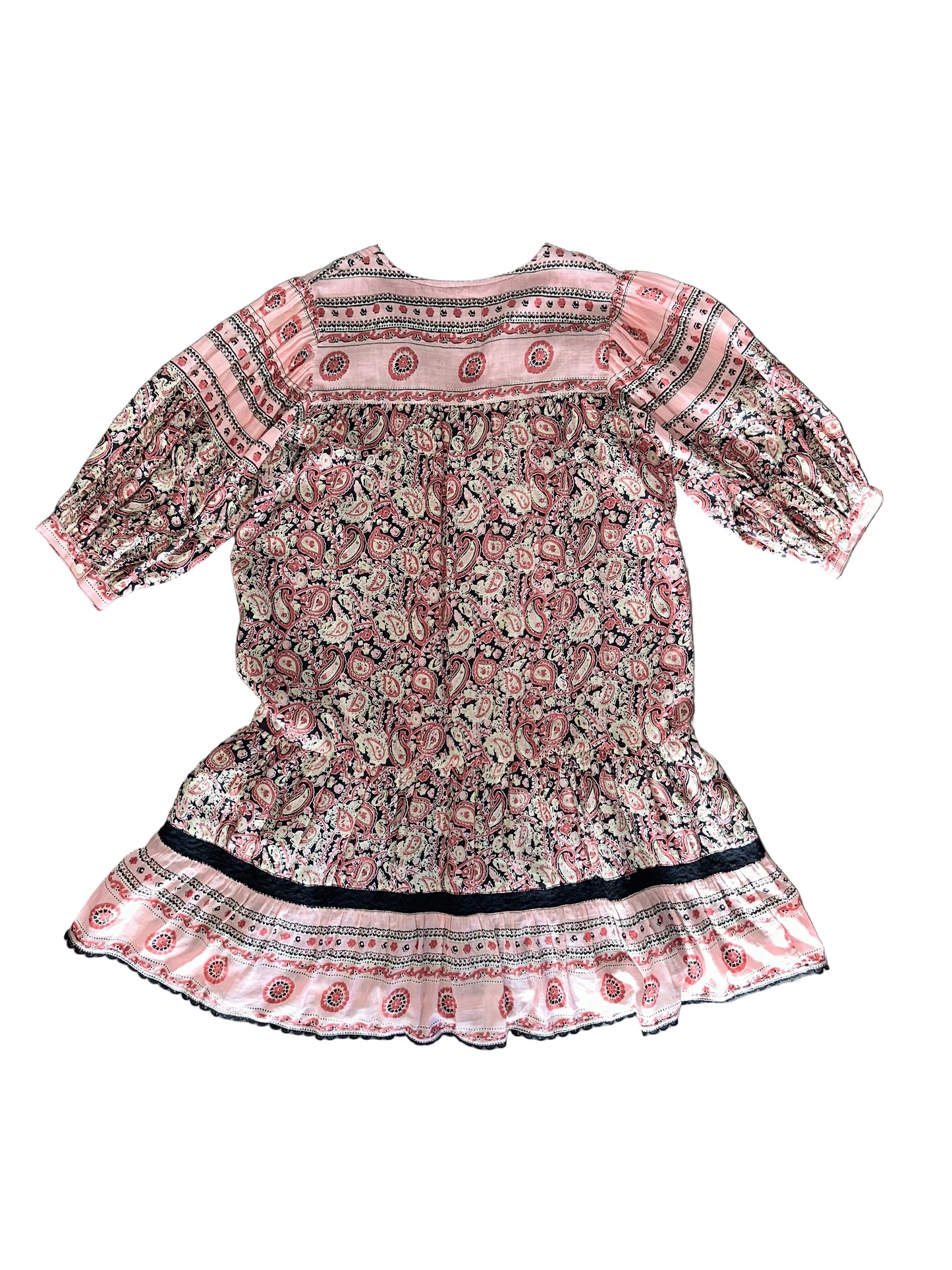 Vintage Paisley Patterened Boho Babydoll Dress
