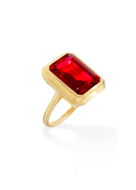 Gold Plated 925 Silver Lab Created Ruby Regal Ember Ring