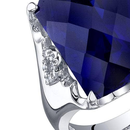 Created Blue Sapphire Radiant Cut Sterling Silver Ring Sz 5