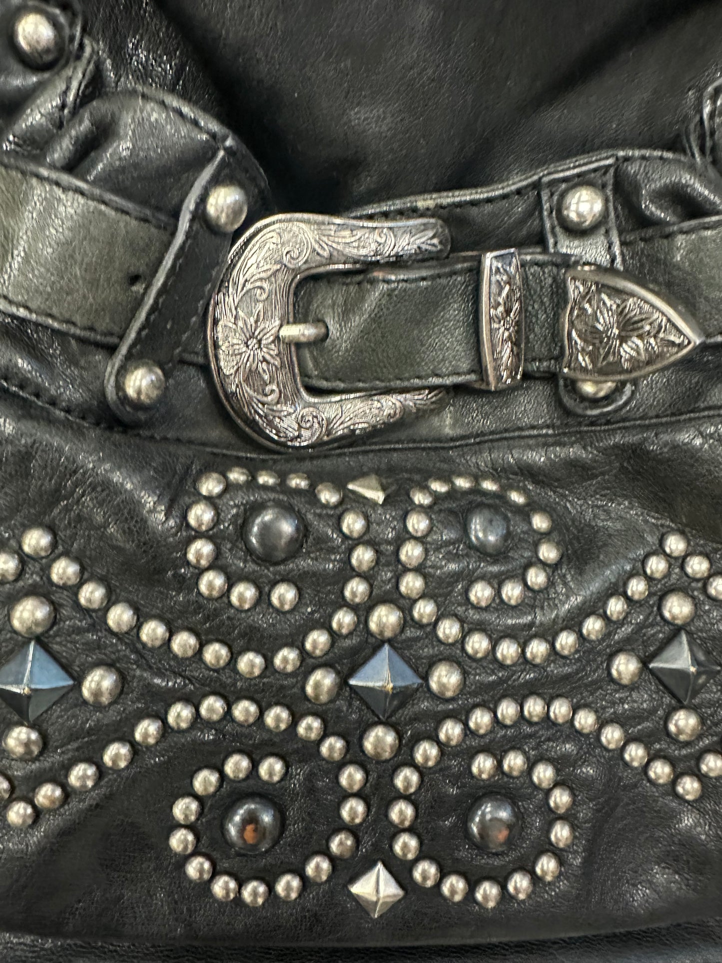 Vintage Slouchy Leather Studded Handbag