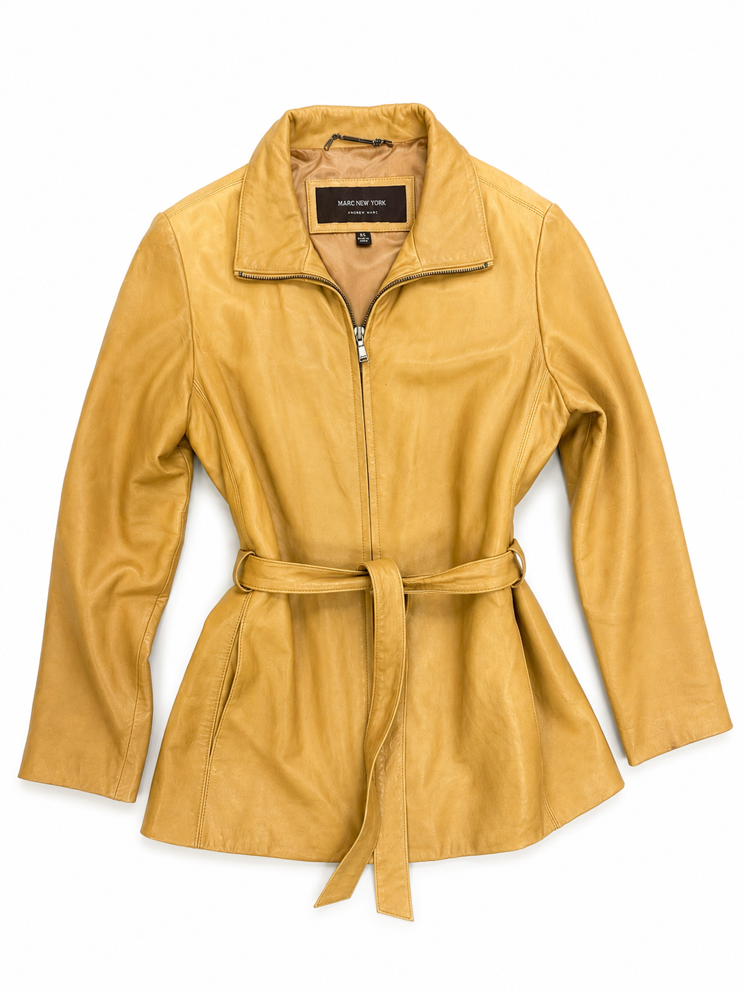 Vintage Genuine Leather Belted Jacket