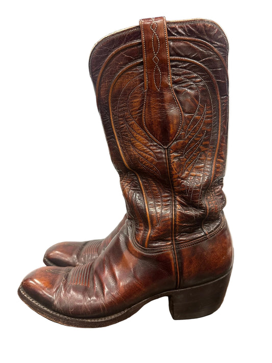 Vintage Cognac Brown Lucchese Cowboy Boots