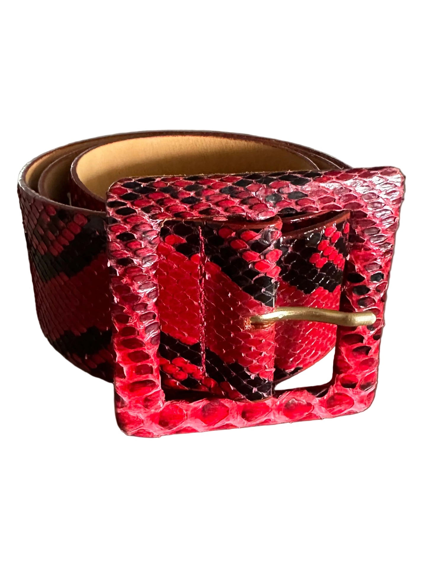 Red Genuine Python Leather Belt