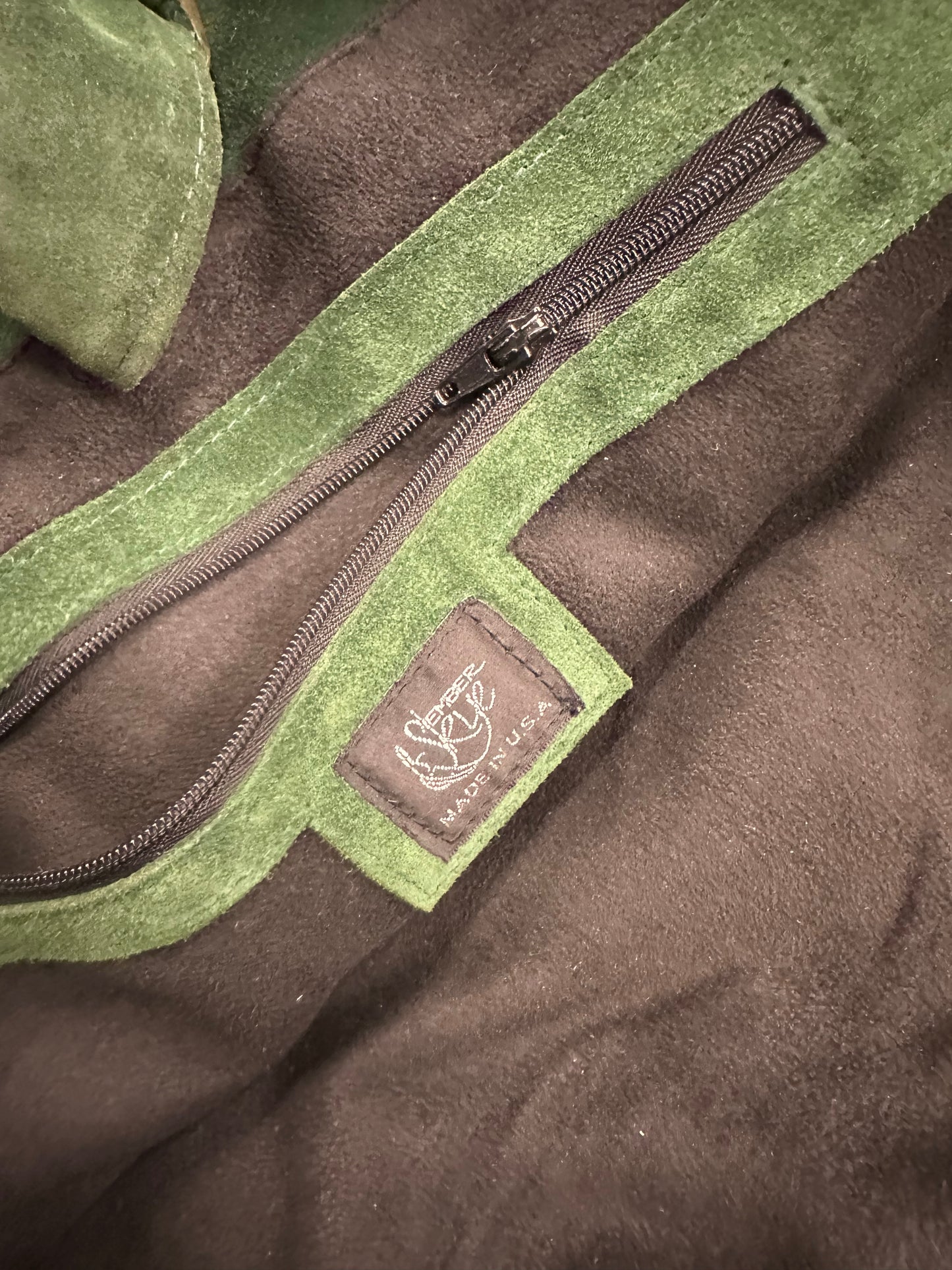 Vintage Y2K Suede Fringe Tote Bag in Green