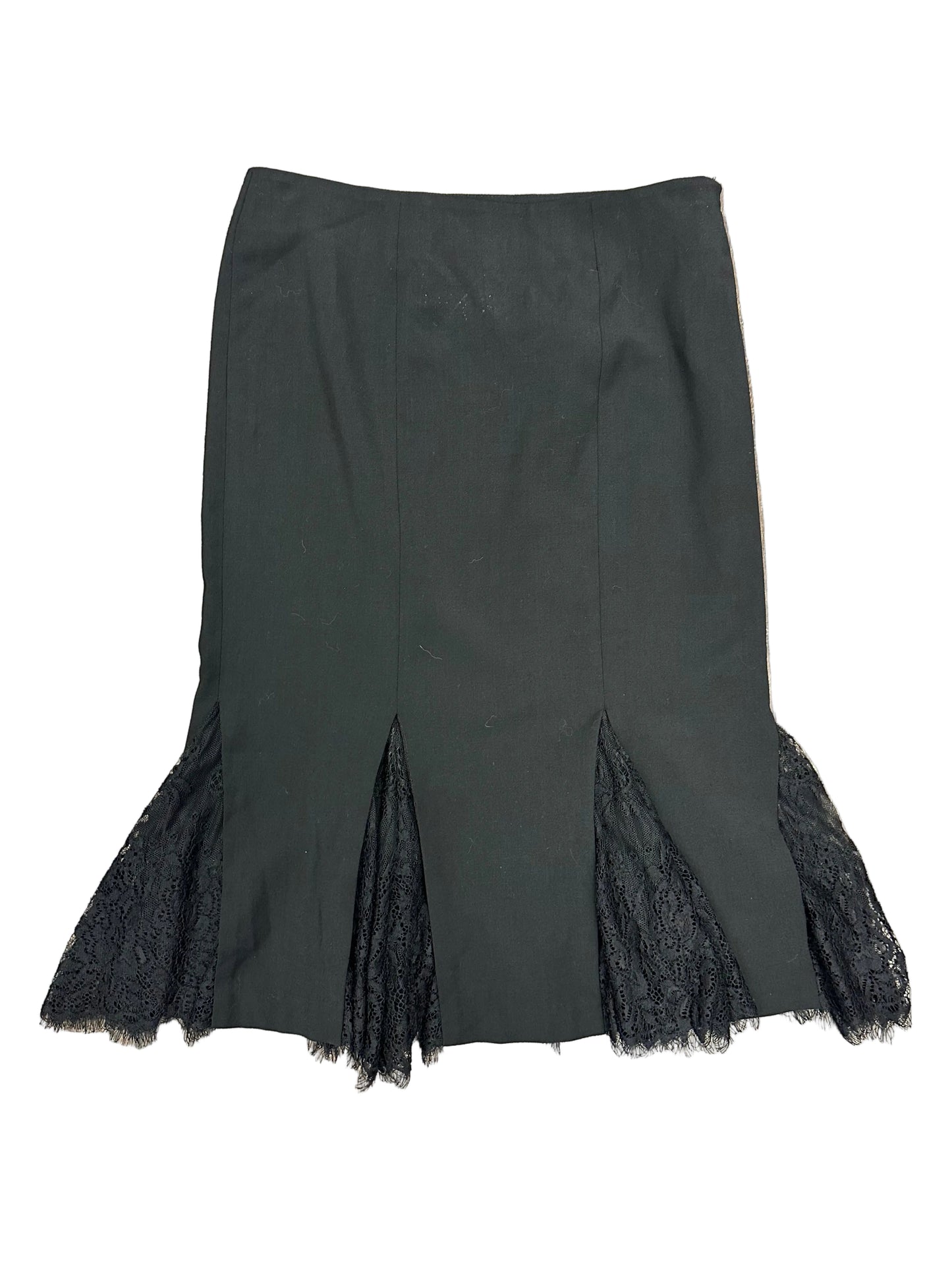 Vintage Bebe Midi Skirt with Lace Paneling