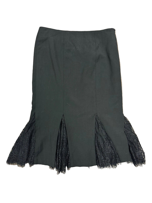 Vintage Bebe Midi Skirt with Lace Paneling