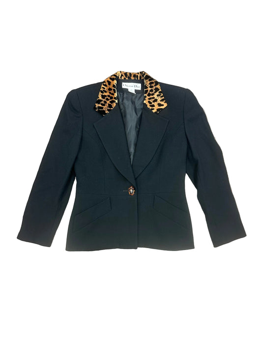 Vintage Christian Dior Blazer with Leopard Collar