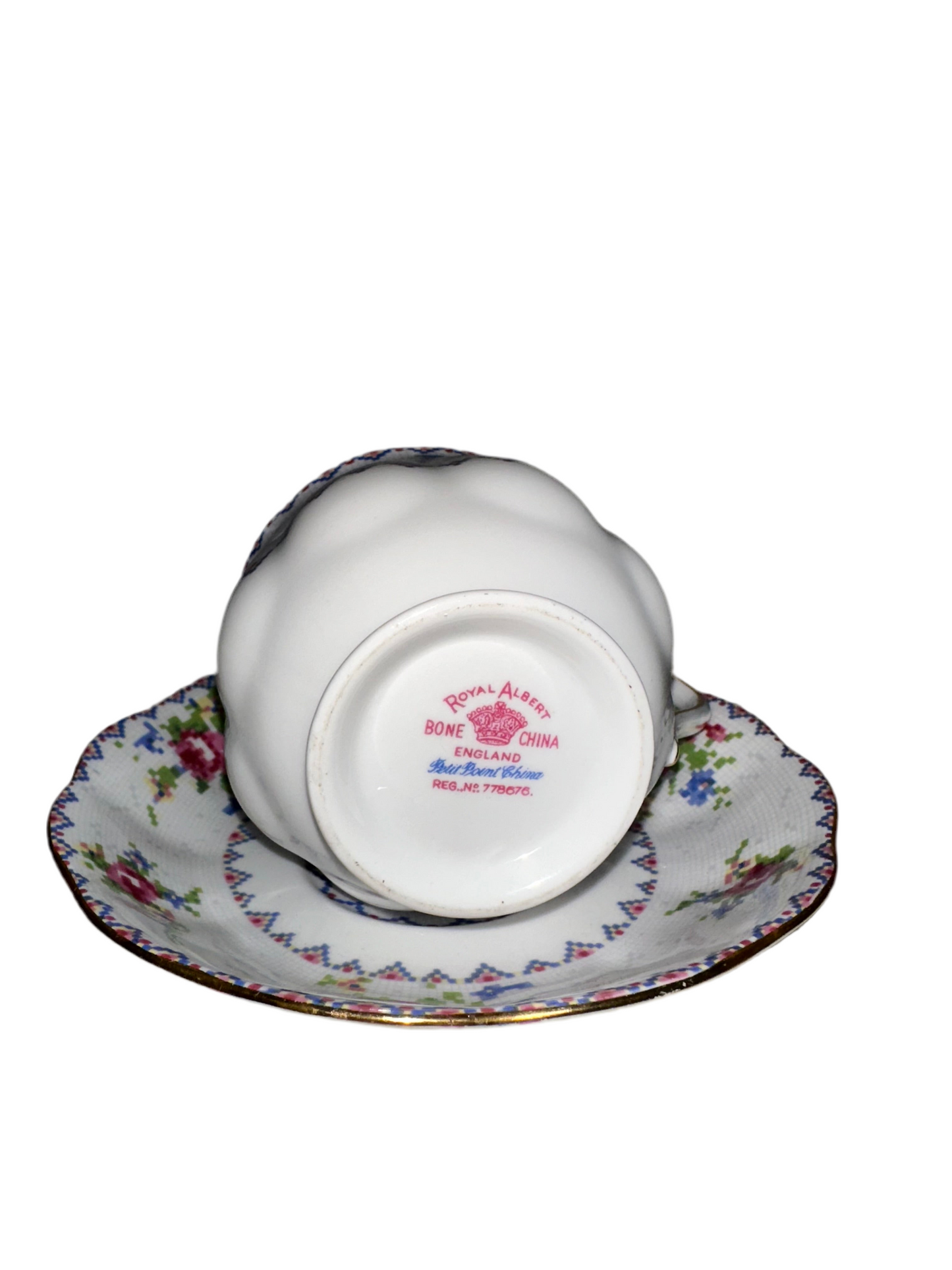 Antique Needlepoint Teacup