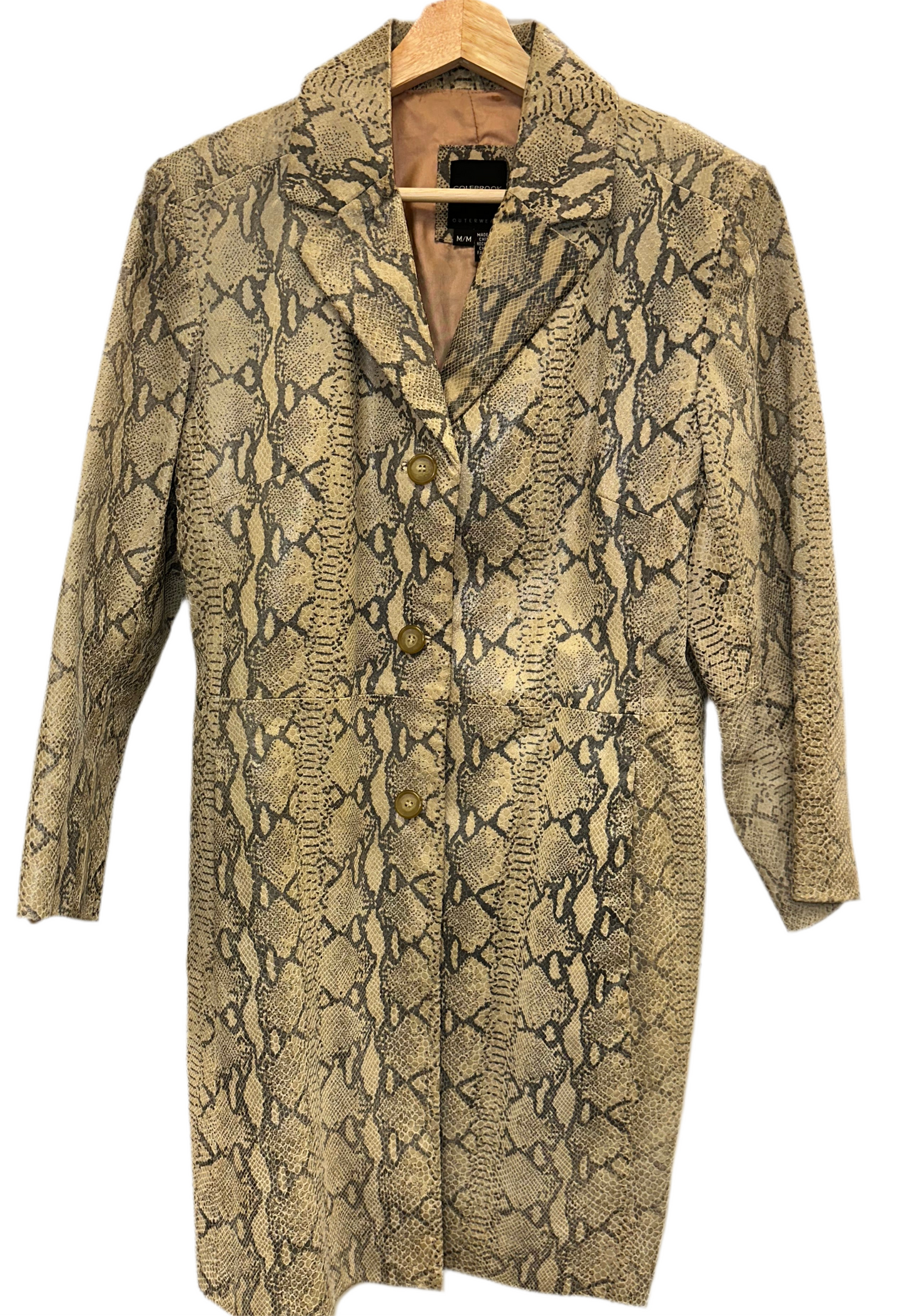 Vintage Leather Snake Print Trench
