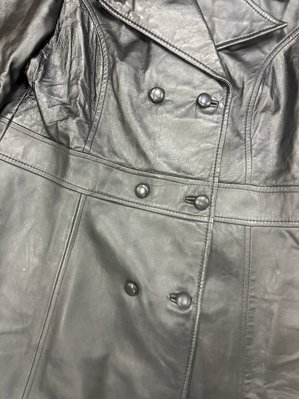 Vintage Leather Double Breasted Trench
