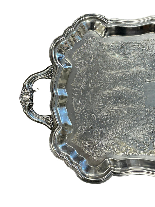Antique Silver Tray with Handles