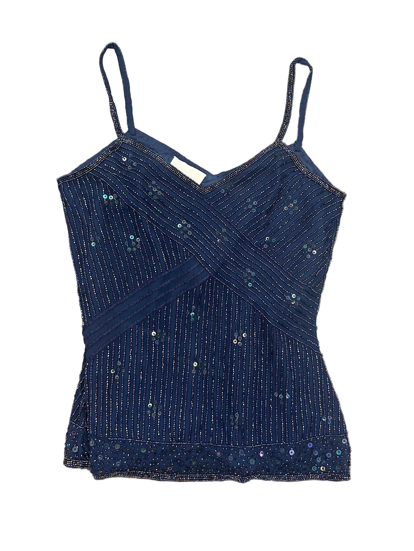 Vintage Navy Beaded Tank Top