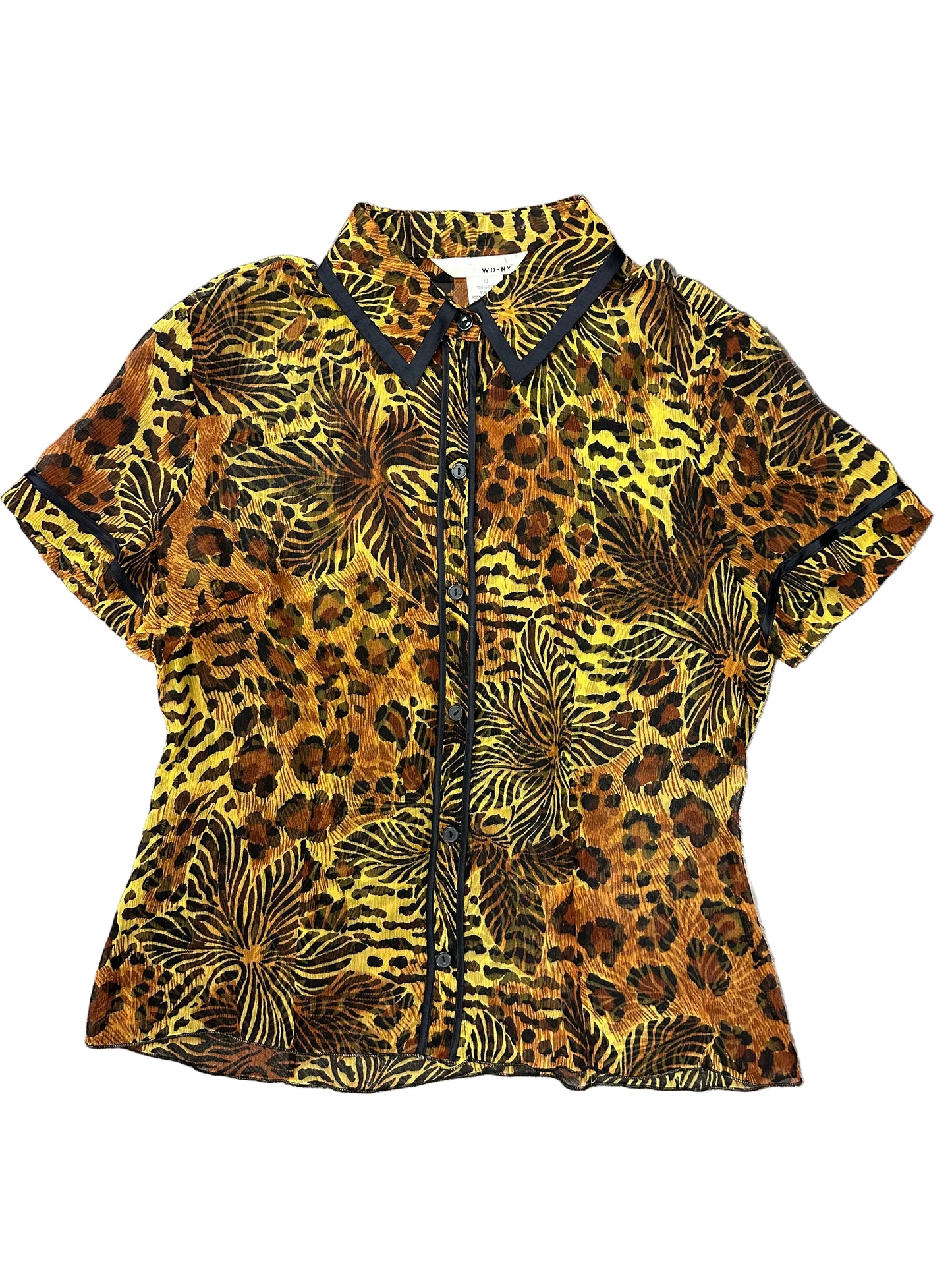 Vintage Sheer Silk Animal Print Blouse