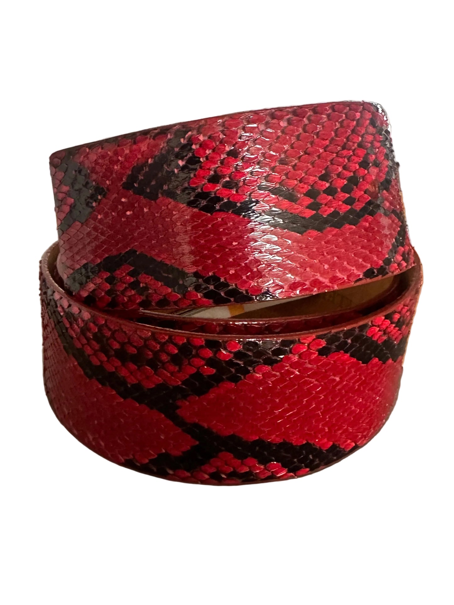 Red Genuine Python Leather Belt