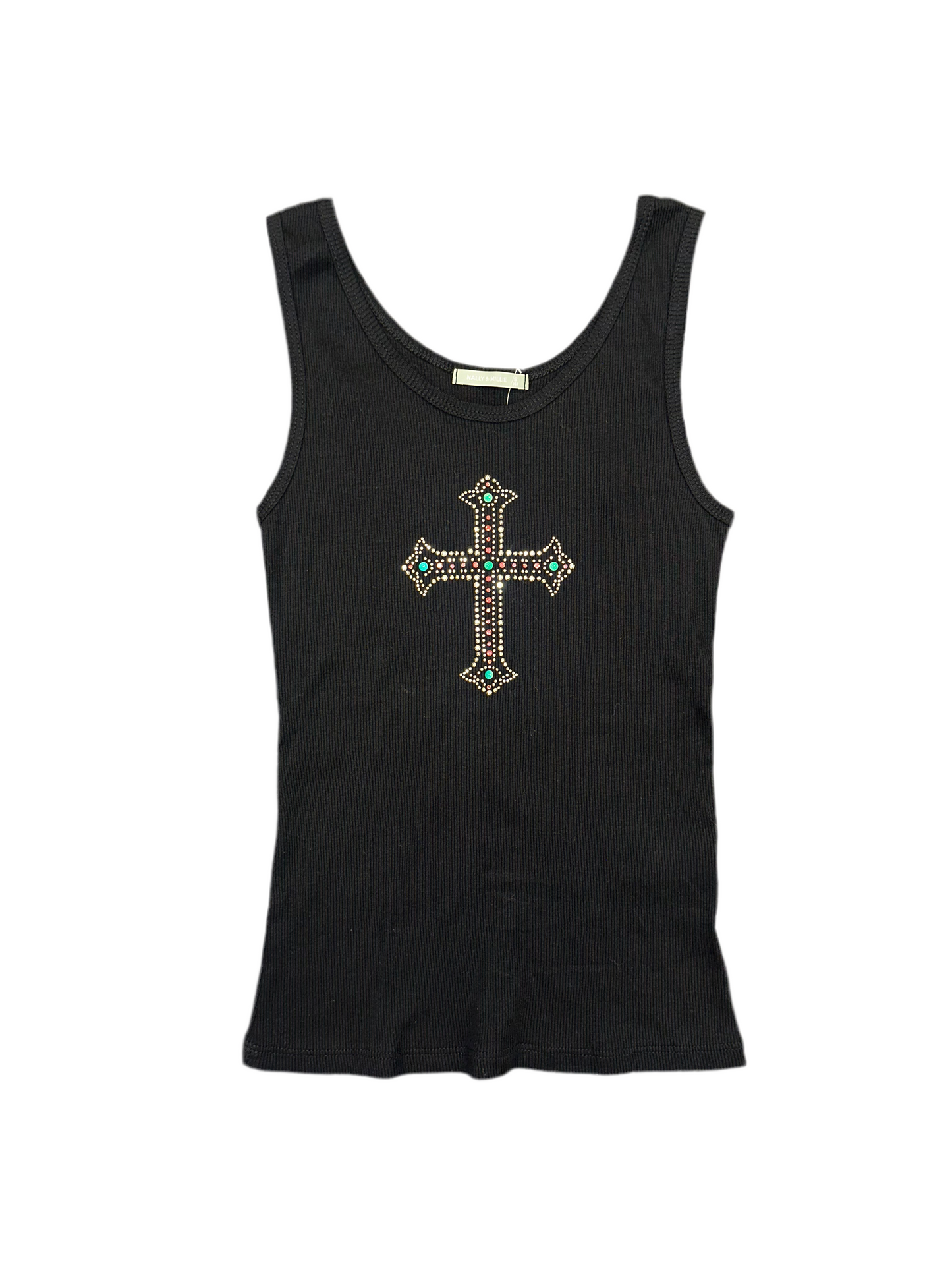 Vintage Embellished Cross Tank Top