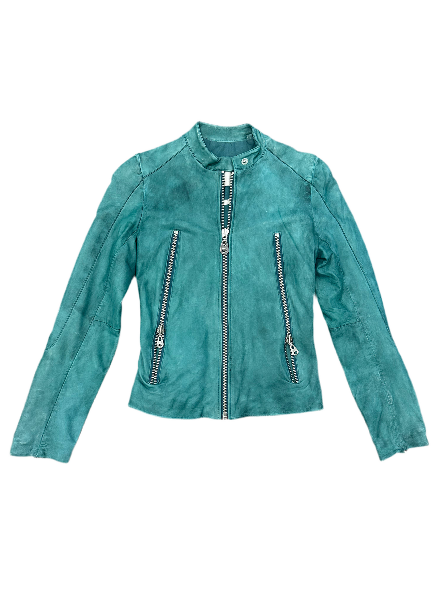 Vintage Turquoise Leather Jacket