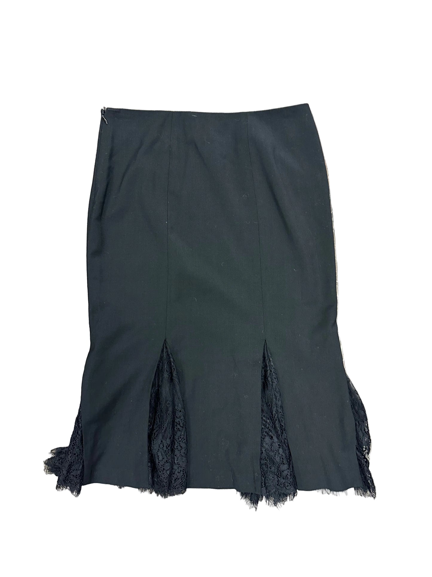 Vintage Bebe Midi Skirt with Lace Paneling