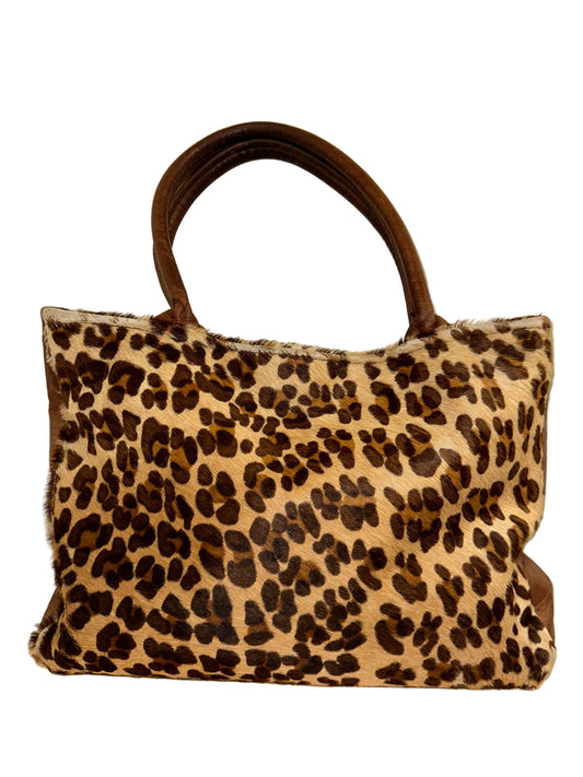 Vintage Ponyhair Leopard Tote with Turquoise Cross