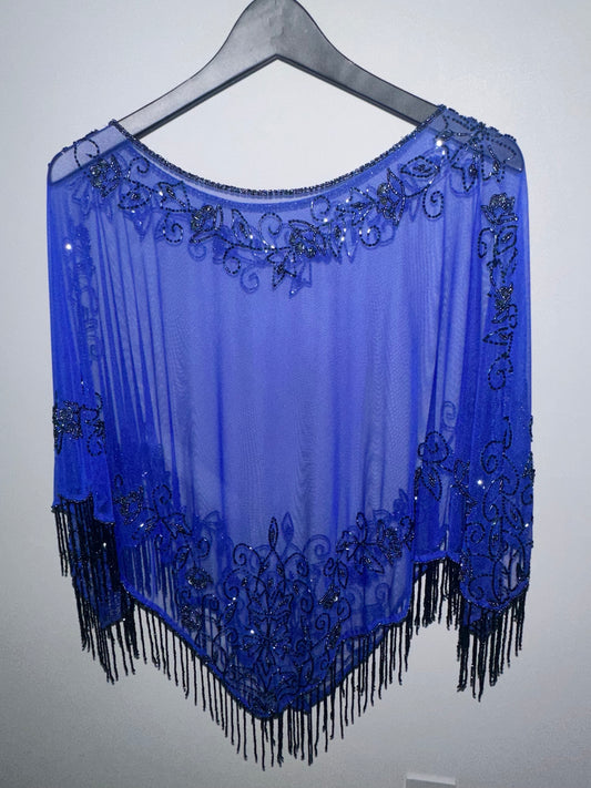 Vintage Sheer Embellished Poncho