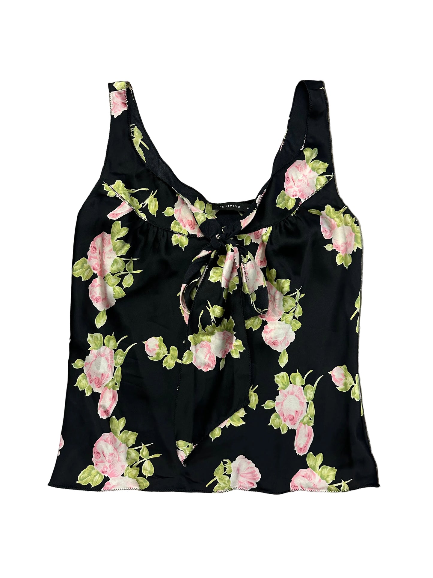 Vintage Floral Silk Tank Top Blouse