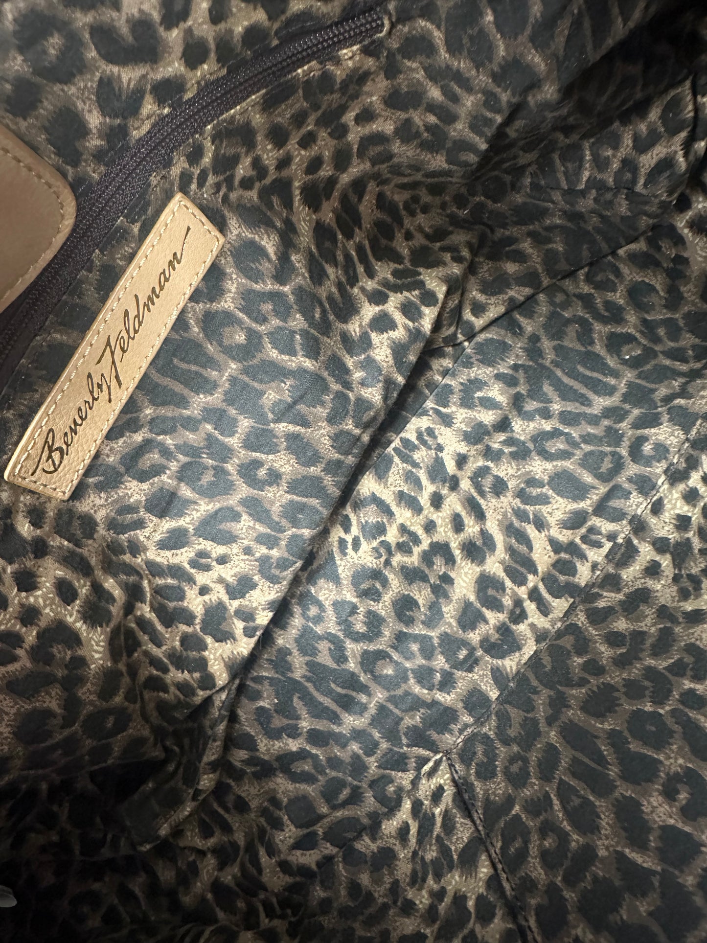 Vintage Leather Purse with Leopard and Stud Detailing