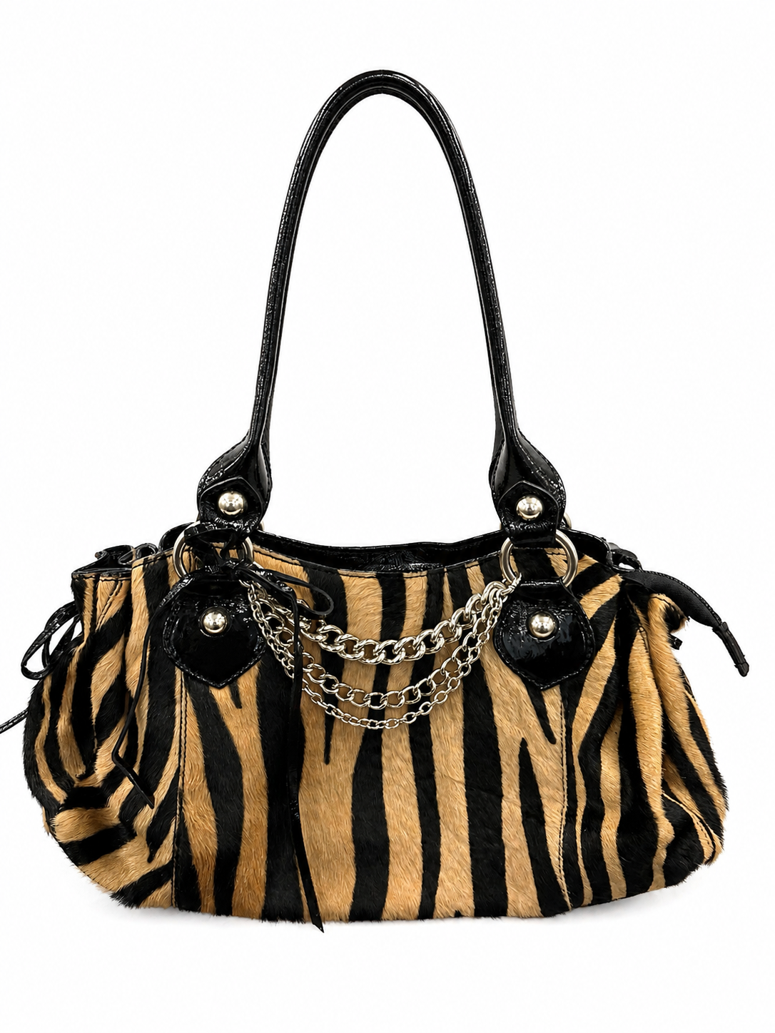 Vintage Y2K Zebra Ponyhair and Leather Shoulder Bag