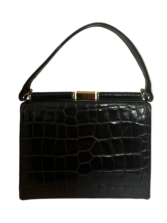 Vintage Leather Croc Embossed Handbag