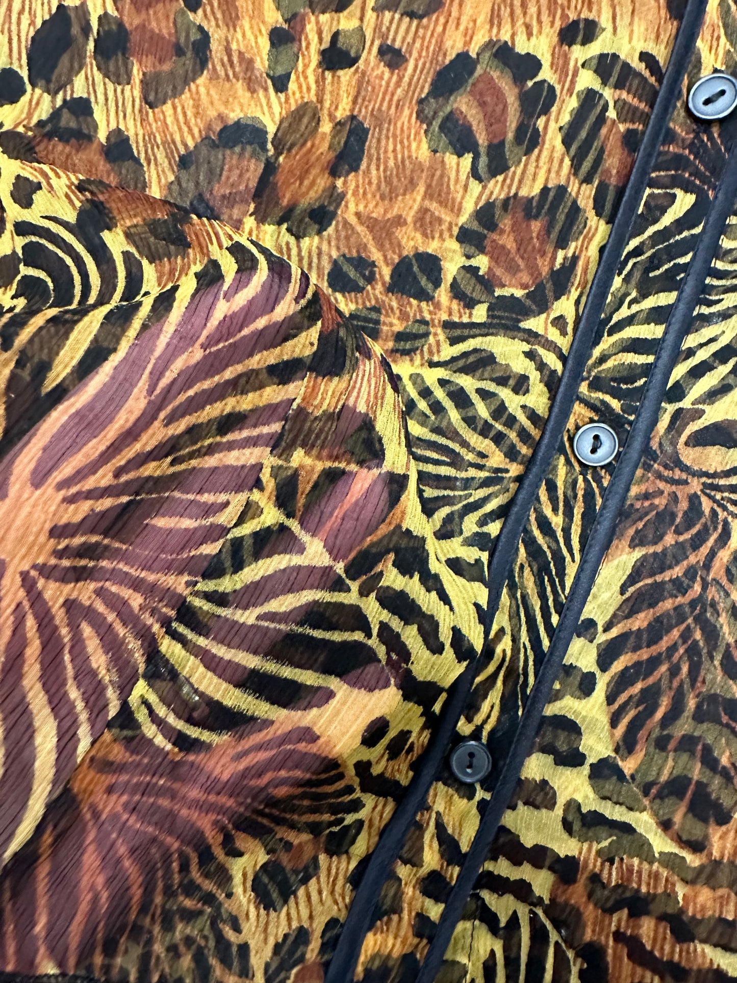 Vintage Sheer Silk Animal Print Blouse