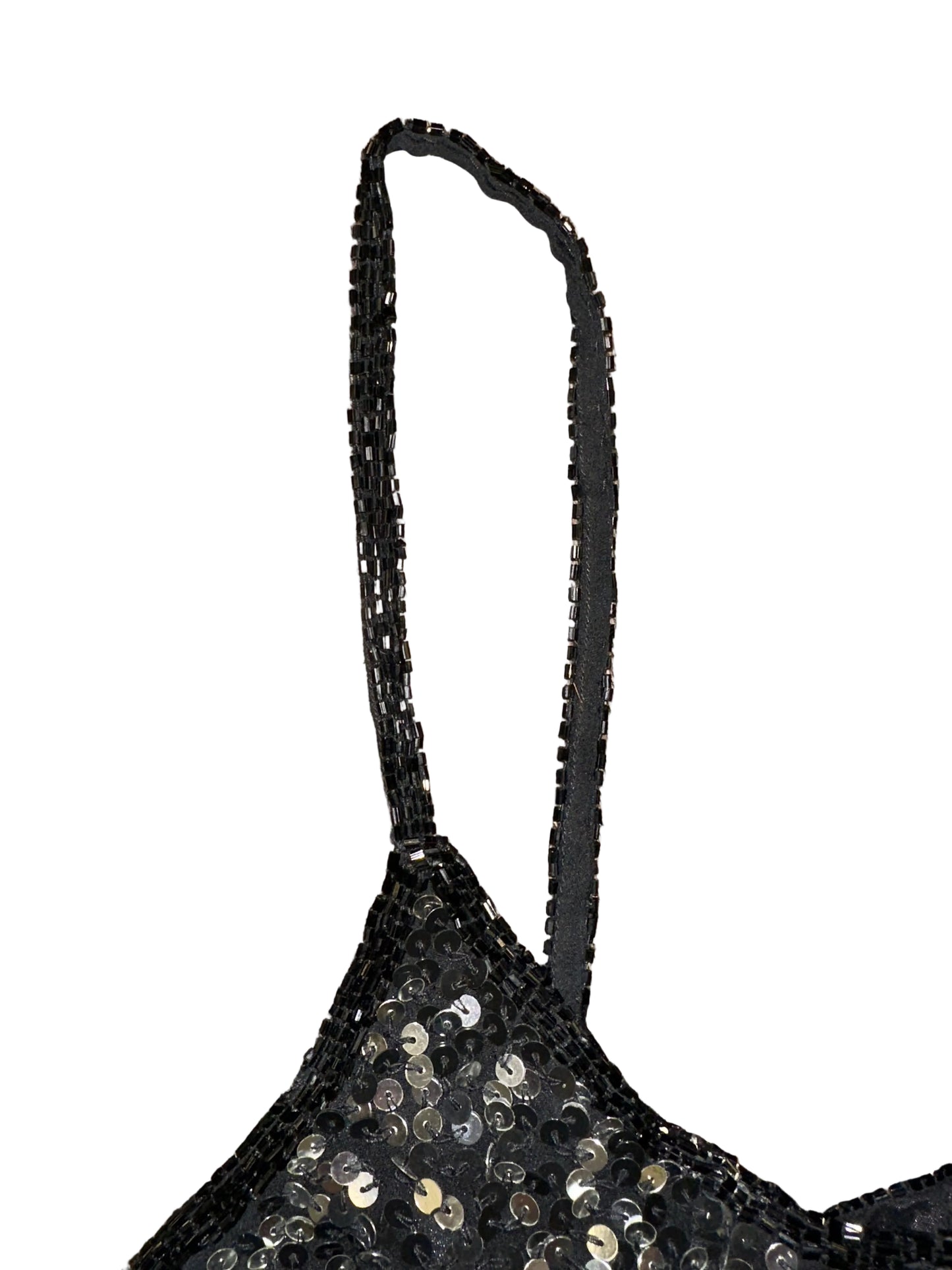 Vintage Silk Sequins Black and Silver Tank Top