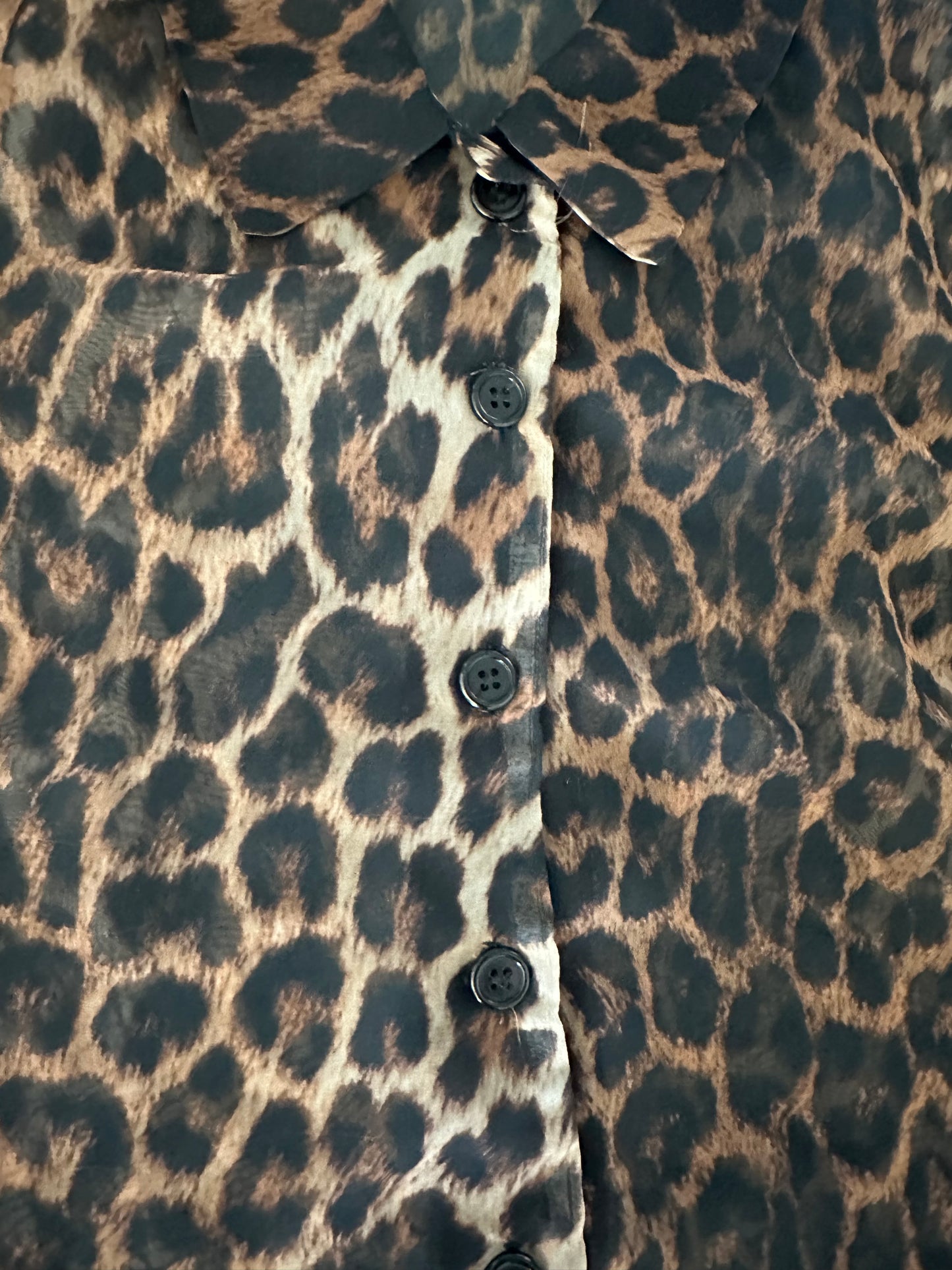 Vintage Sheer Cropped Leopard Blouse