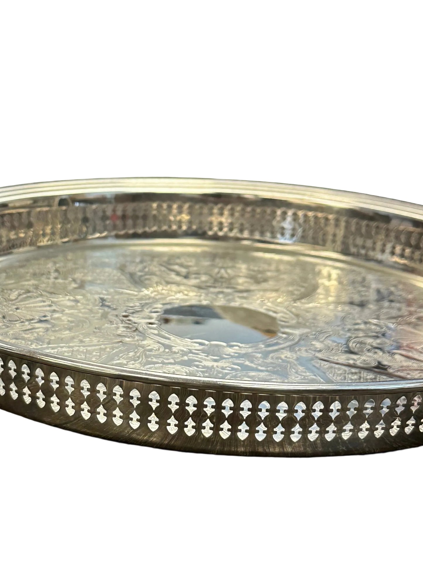 Antique Silver Tray with Lip