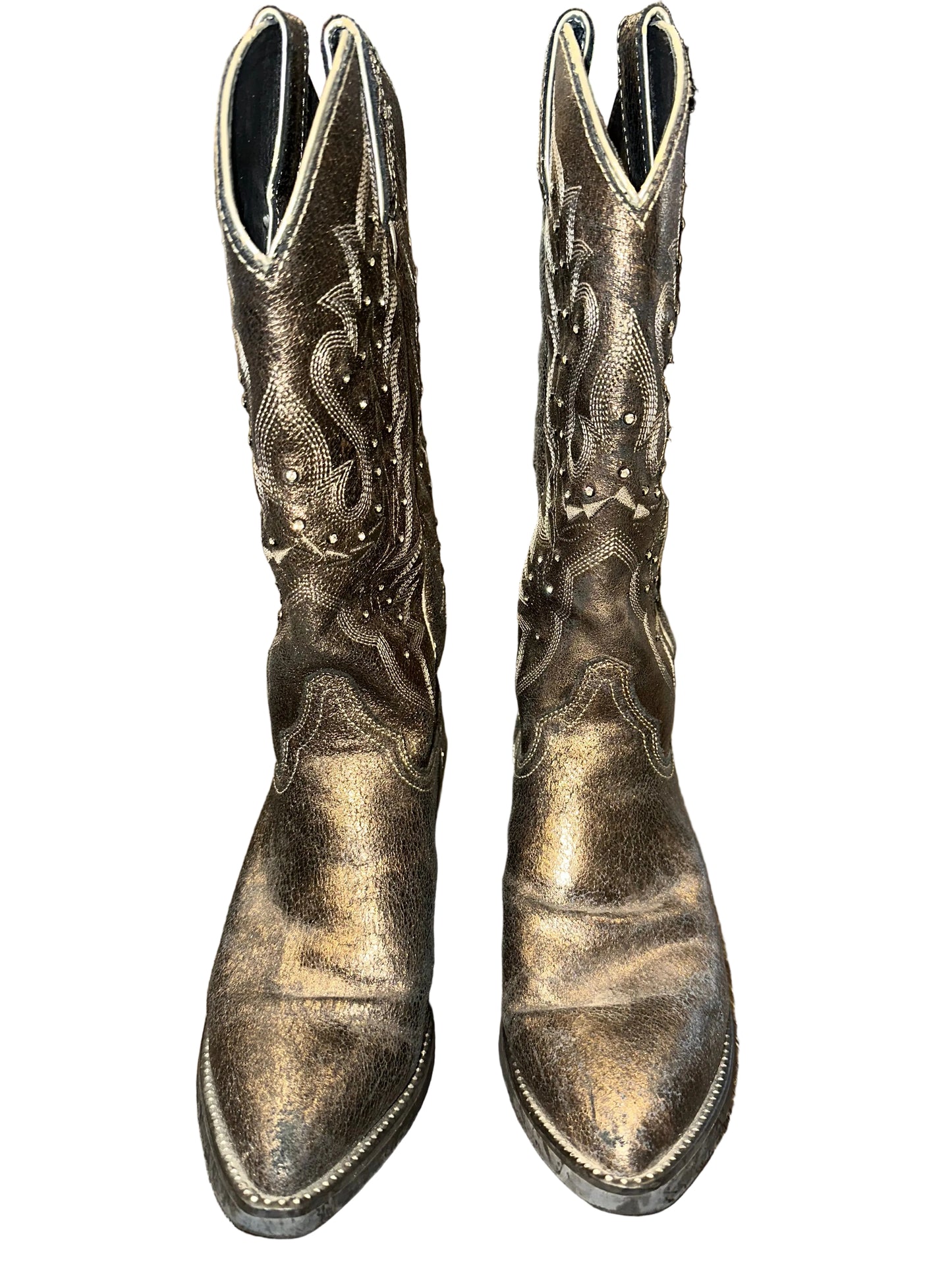 Vintage Metallic Rhinestone Cowboy Boots