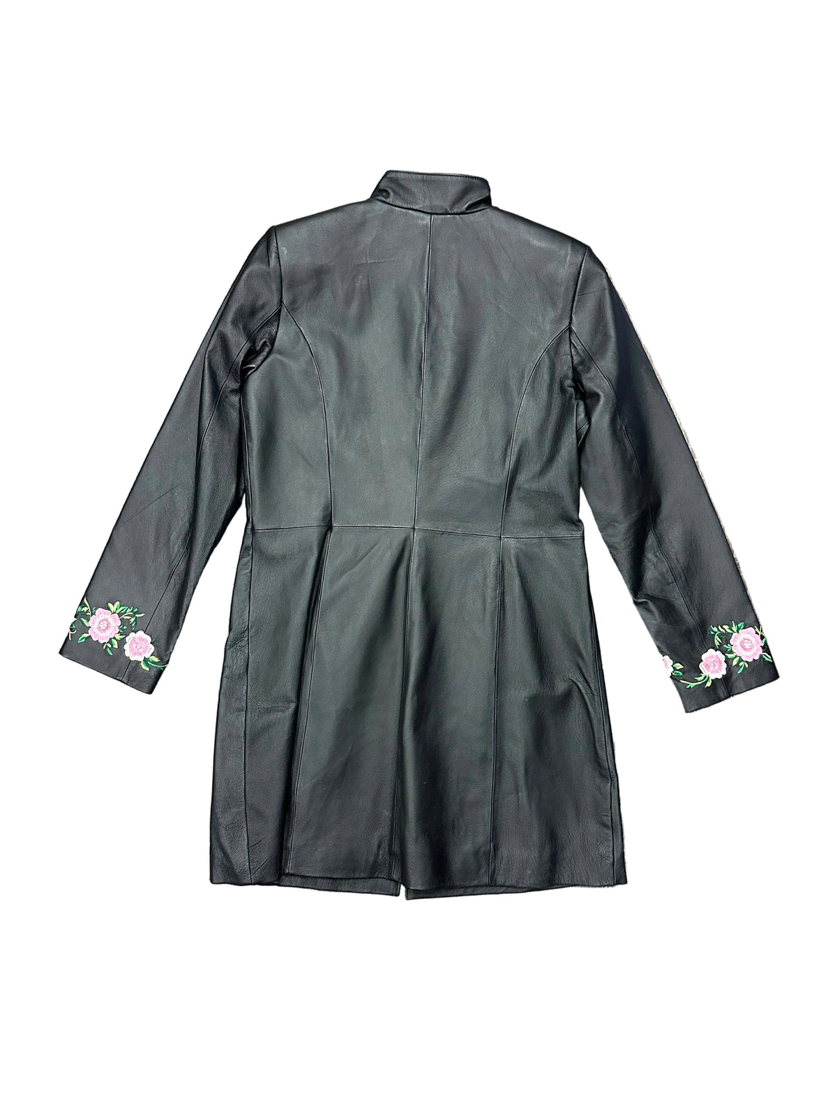 Vintage Leather Floral Embroidered Trench