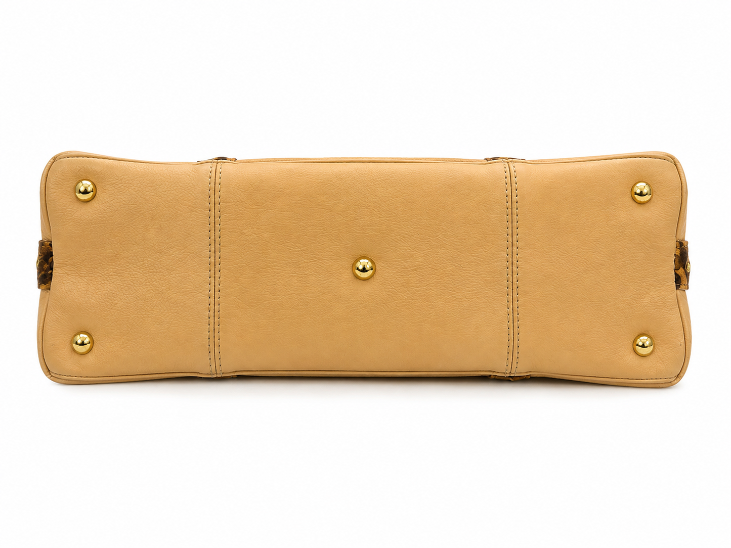 Vintage Leather Purse with Leopard and Stud Detailing