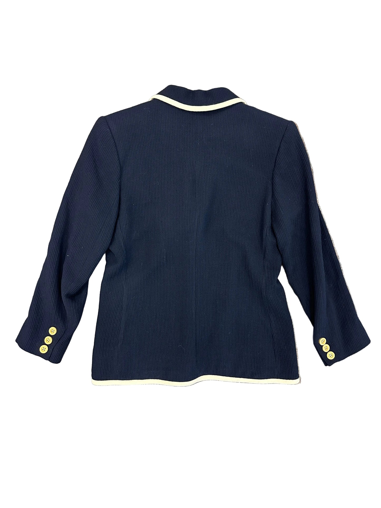 Vintage Yves Saint Laurent Navy Blazer with Ivory Trim