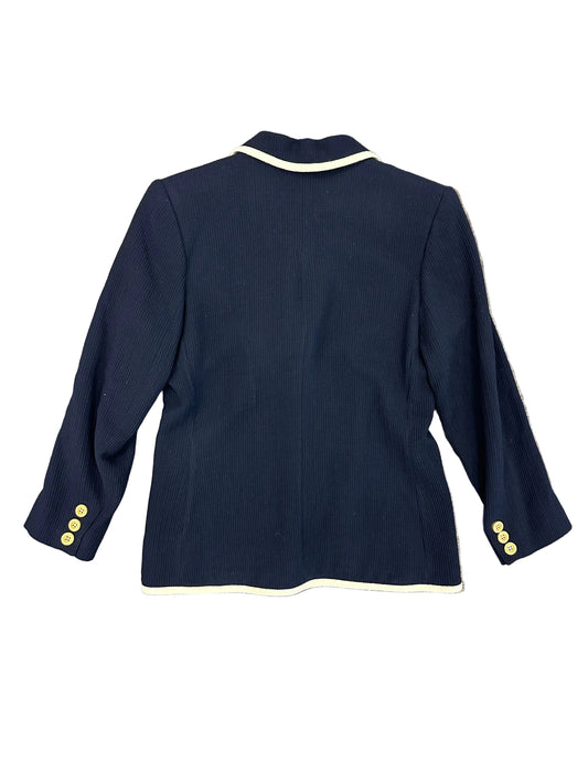Vintage Yves Saint Laurent Navy Blazer with Ivory Trim